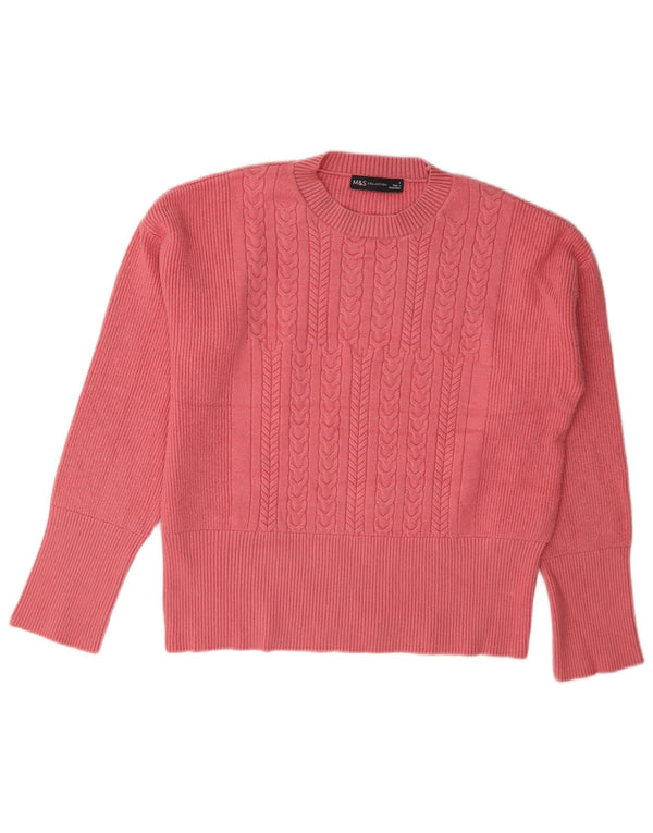 Pulover pentru femei Marks & Spencer cu decolteu rotund, UK 10 mic, roz, viscoză