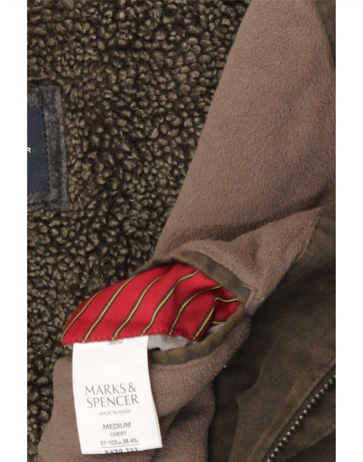 Marks & Spencer pentru bărbați Blue Harbour Sherpa Bomber Jacket UK 38 Maro Mediu