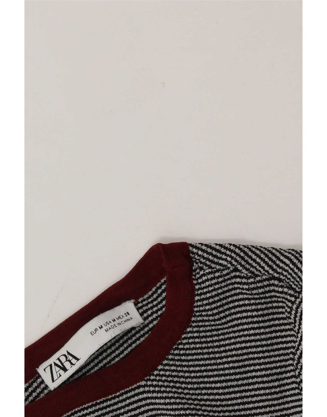Crop Top pentru femei Zara cu mânecă lungă UK 12 Medium Grey Pinstripe