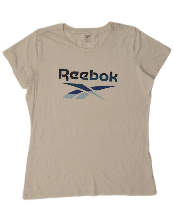Tricou grafic Reebok pentru femei, UK 18 XL, bumbac, bej