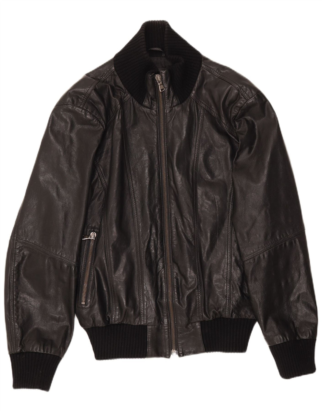 Jachetă de piele pentru bărbați Selected UK 38 Medium Black Leather