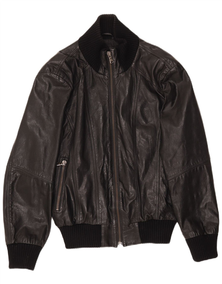 Jachetă de piele pentru bărbați Selected UK 38 Medium Black Leather