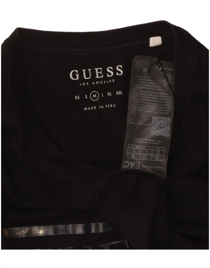 Tricou grafic GUESS pentru bărbați Top mediu din bumbac negru