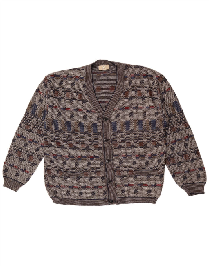 Pulover cardigan Rodes pentru bărbați, bumbac geometric, gri mediu