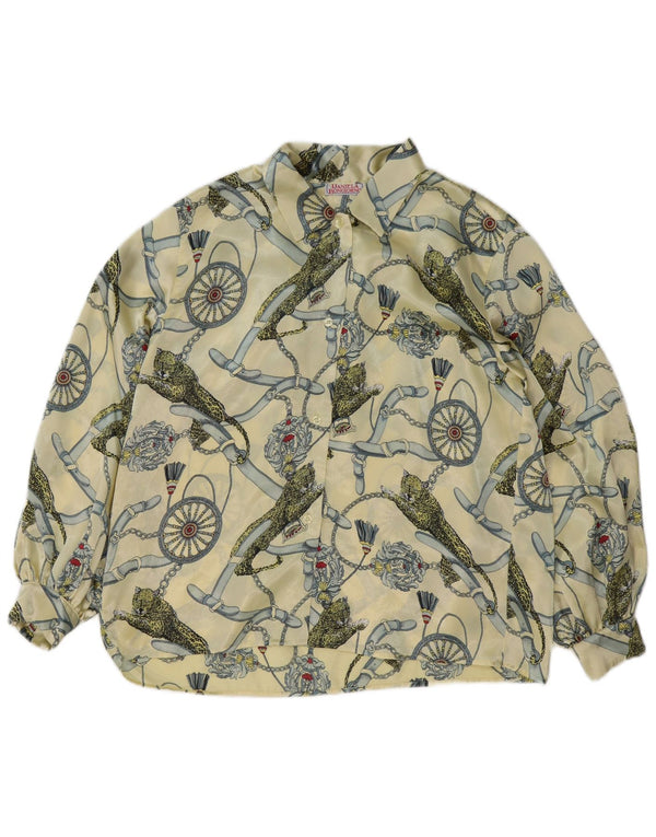 Vintage Womens Graphic Shirt Blouse IT 48 XL Yellow Polyester
