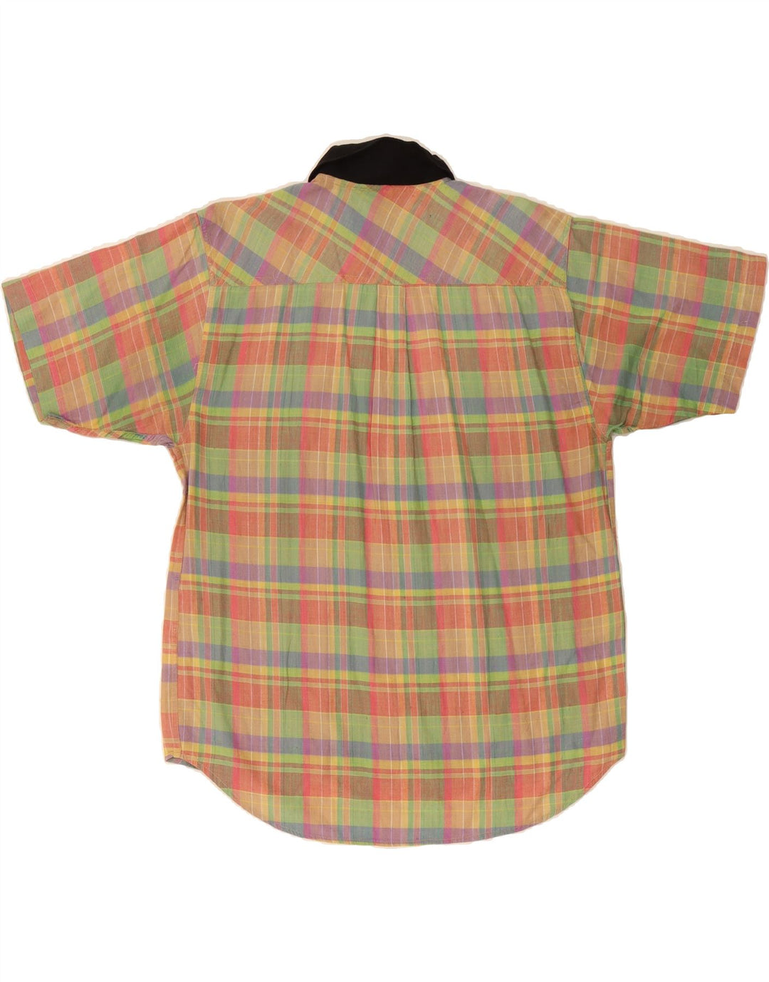 VINTAGE Mens Short Sleeve Shirt Large Multicoloured Check Cotton Vintage Vintage and Second-Hand Vintage from Messina Hembry 