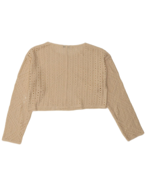 Pulover pentru femei Crop Croșetat Pulover cu gât barcă UK 14 Medium Off White