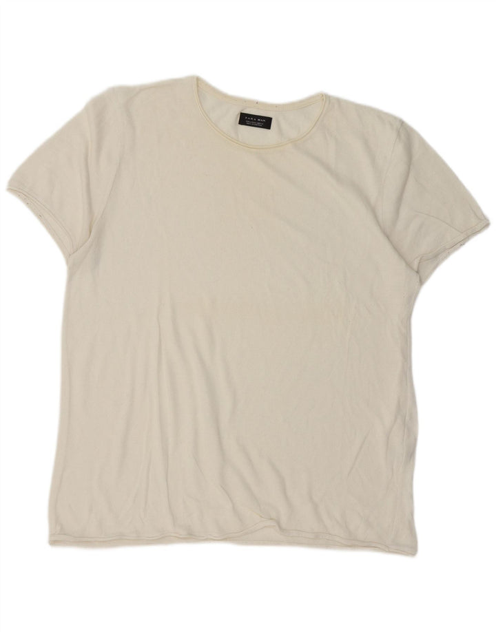 Tricou pentru bărbați Zara Top mare din bumbac alb