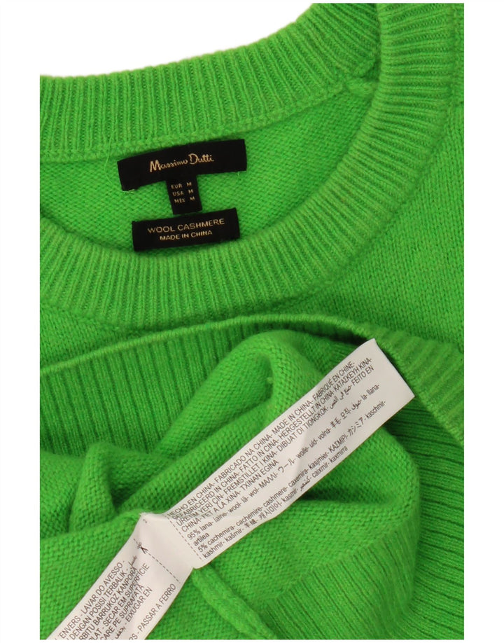 Pulover pentru femei MASSIMO DUTTI, cu paragate, cu gât turnut, UK 14, verde mediu
