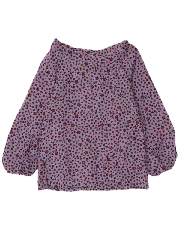 Bluză pentru femei VINTAGE cu umăr dezactivat UK 14 Medium Purple Floral