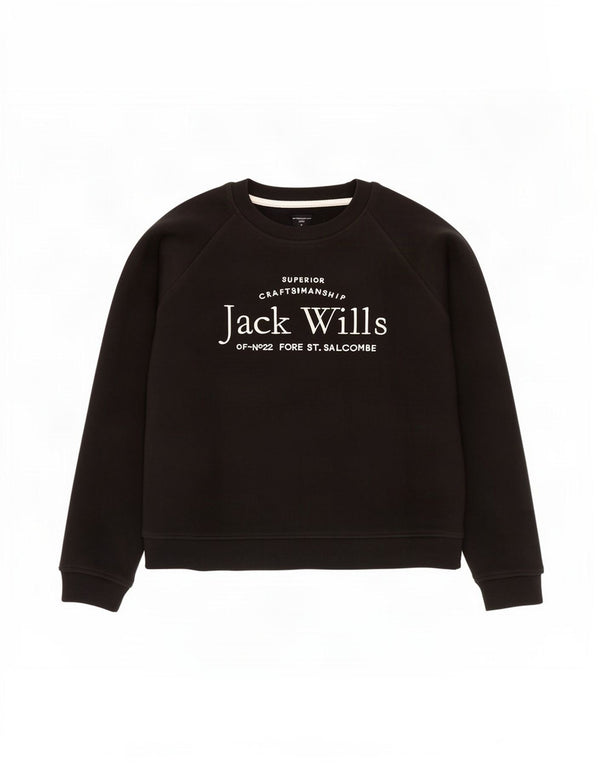 Jack Wills Pulover supradimensionat cu grafic pentru femei UK 12 Medium Black