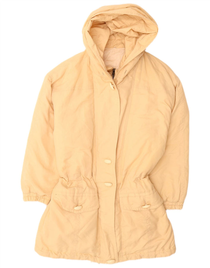 VINTAGE Palton căptușit cu glugă pentru femei EU 38 Poliester mediu bej