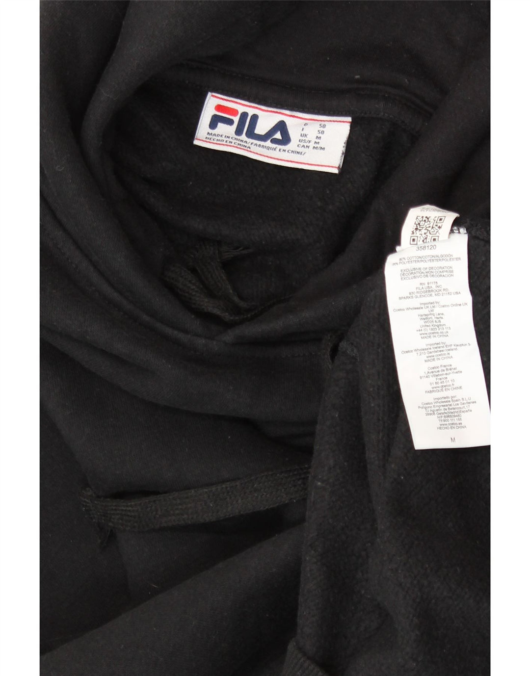 Pulover FILA pentru bărbați, bumbac mediu negru