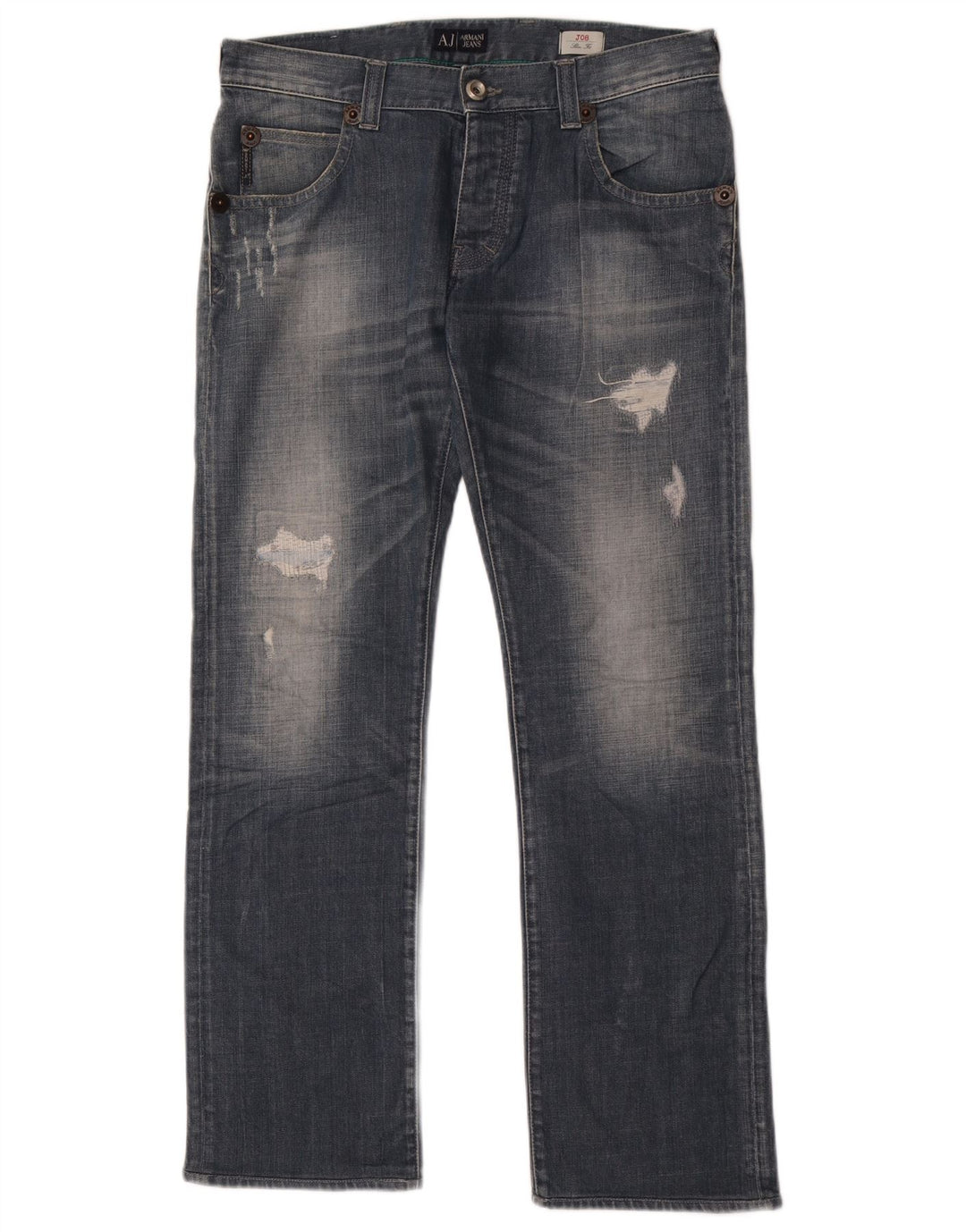 Blugi slim pentru bărbați Armani Distressed W33 L32 Bumbac albastru