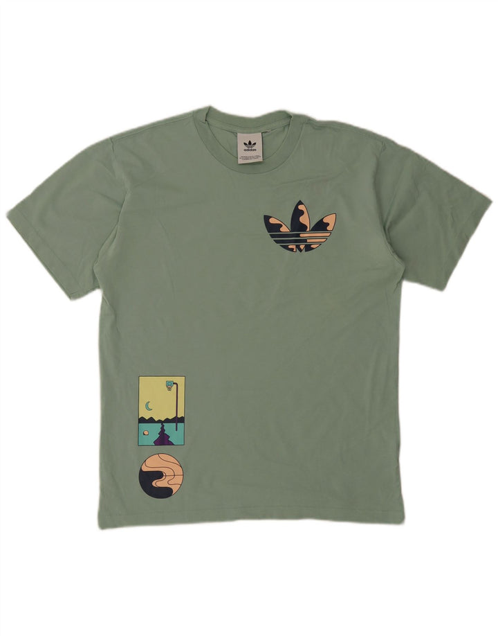 Tricou grafic pentru bărbați Adidas Top din bumbac verde mediu