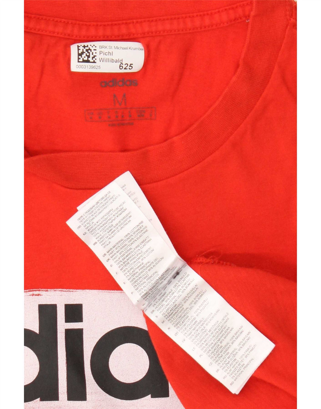 Tricou grafic pentru bărbați Adidas Top, bumbac roșu mediu