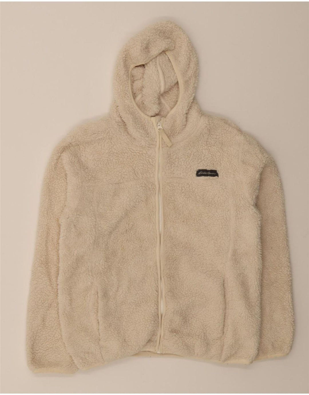 EDDIE BAUER Girls Hooded Fleece Jacket 10-11 Years Medium  Beige Polyester Vintage Eddie Bauer and Second-Hand Eddie Bauer from Messina Hembry 