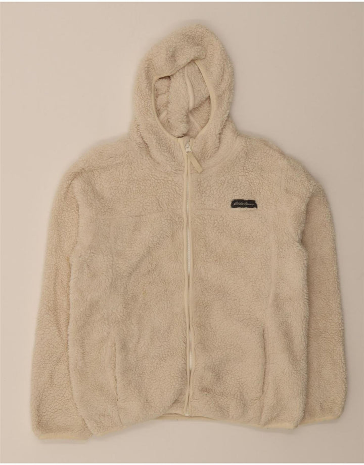 EDDIE BAUER Girls Hooded Fleece Jacket 10-11 Years Medium  Beige Polyester Vintage Eddie Bauer and Second-Hand Eddie Bauer from Messina Hembry 