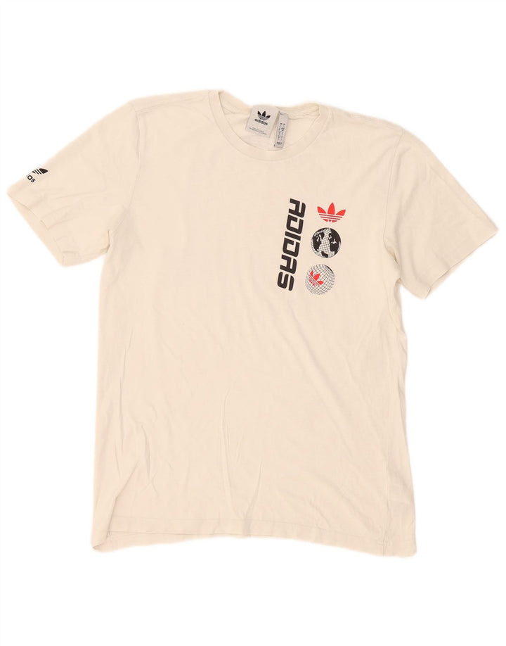 Tricou grafic pentru bărbați Adidas Top mic, alb, bumbac
