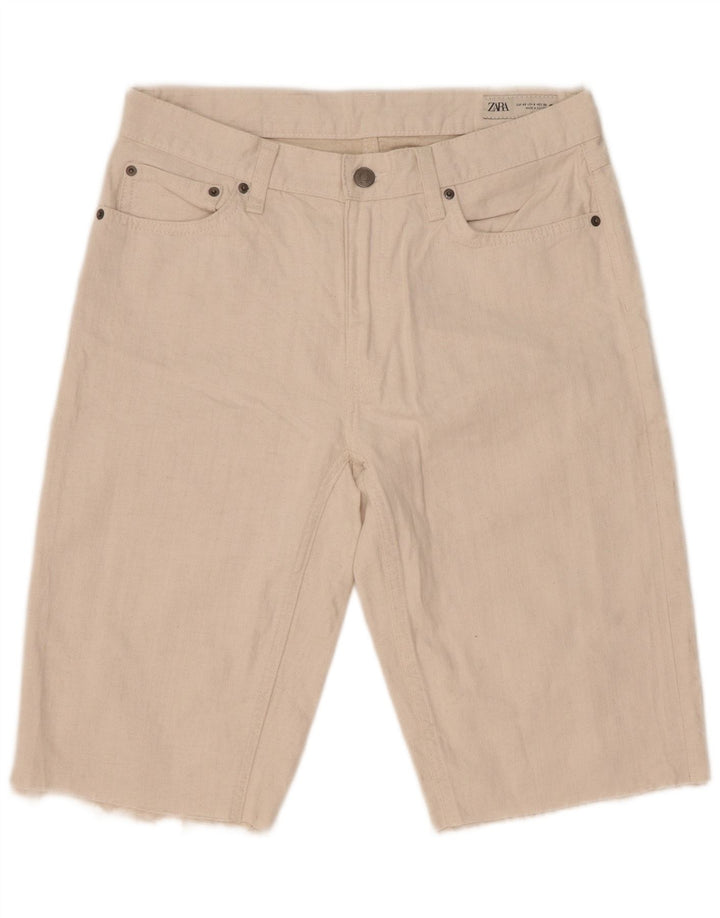 Pantaloni scurți din denim pentru femei Zara EU 40 Medium W30 Bumbac alb