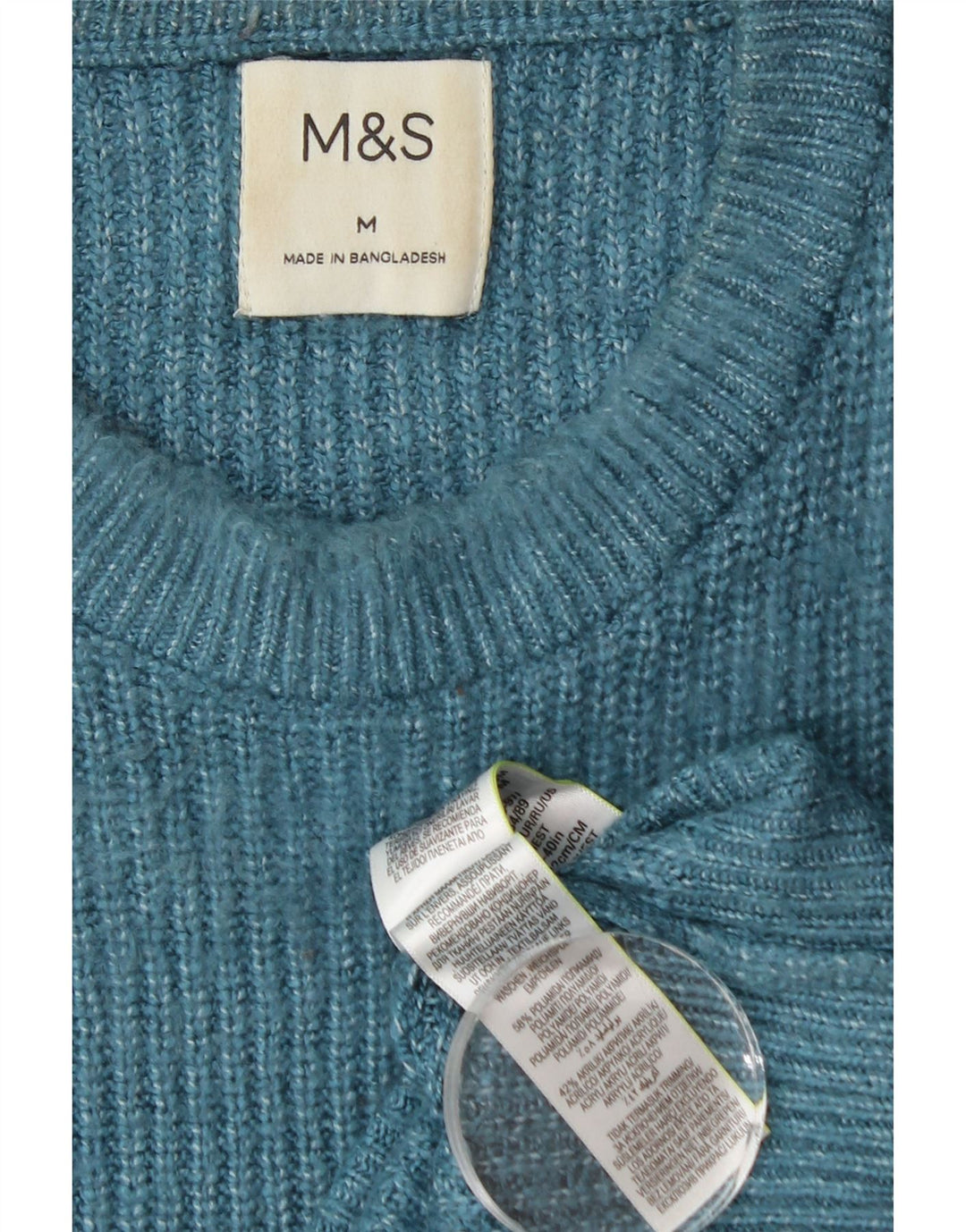 Pulover pentru bărbați Marks & Spencer, cu gât crew, poliamidă albastră medie