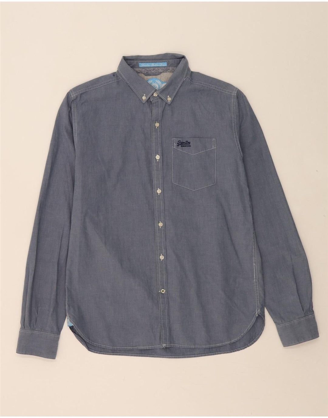 SUPERDRY Mens Shirt Large Blue Cotton Vintage Superdry and Second-Hand Superdry from Messina Hembry 