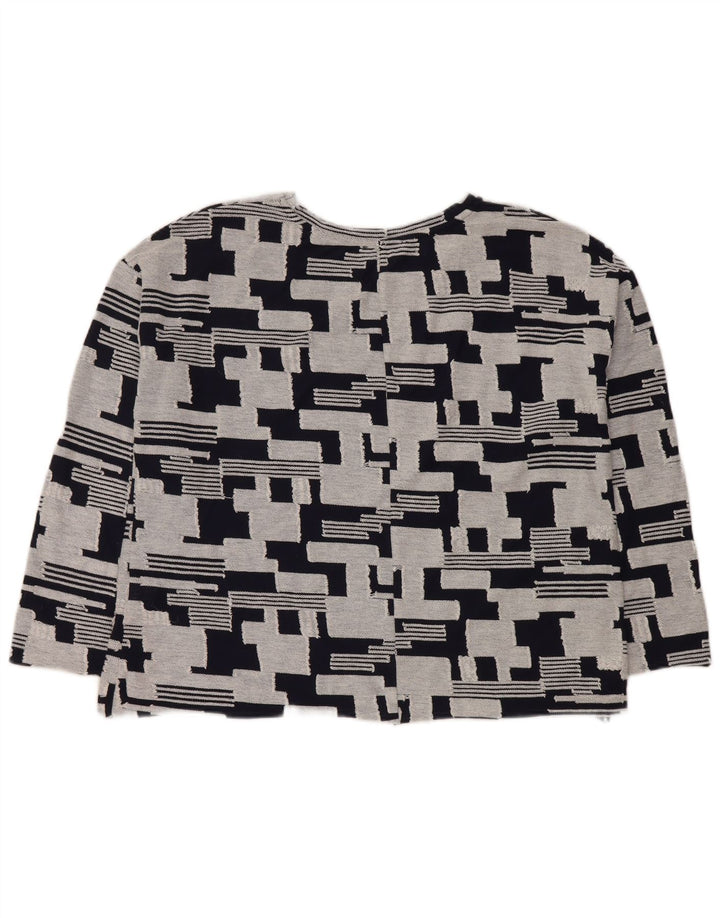 Top pentru femei Zara cu mâneci 3/4 UK 14 Medium Bleumarin Geometric Bumbac