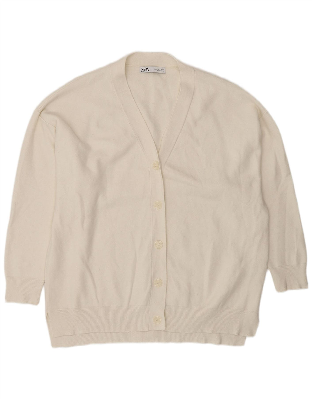 Pulover cardigan supradimensionat pentru femei Zara UK 10 Small White Viscose