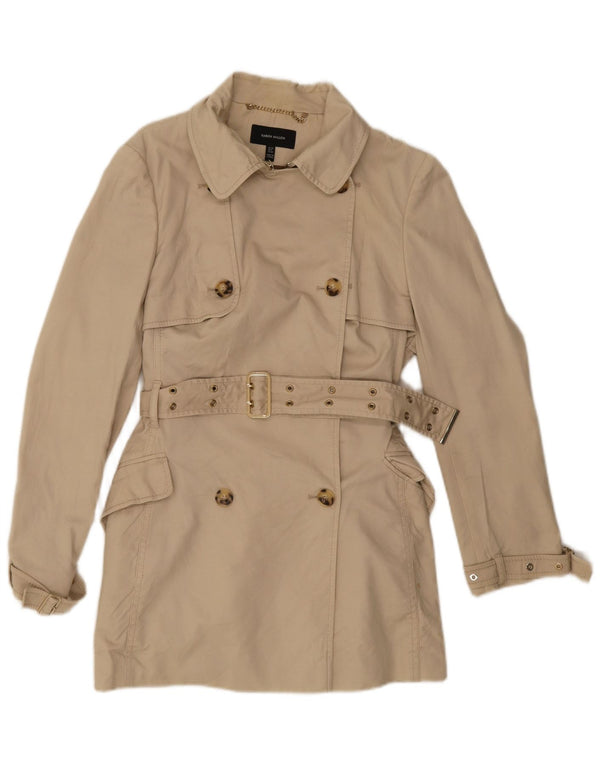 Karen Millen Womens Trench Coat UK 10 Small Beige Cotton