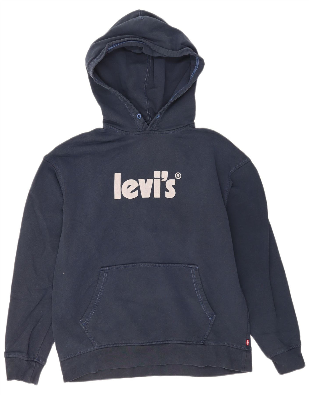 Pulover Levi's pentru bărbați cu capota cu grafică, bumbac, albastru bleumarin mediu