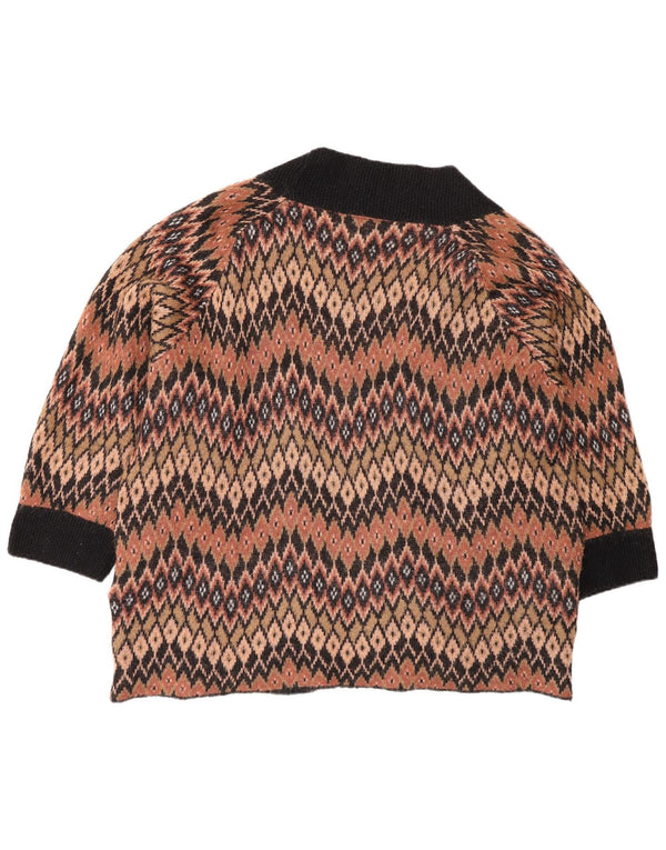 Pulover cardigan deschis supradimensionat pentru femei Topshop UK 12 maro mediu geometric