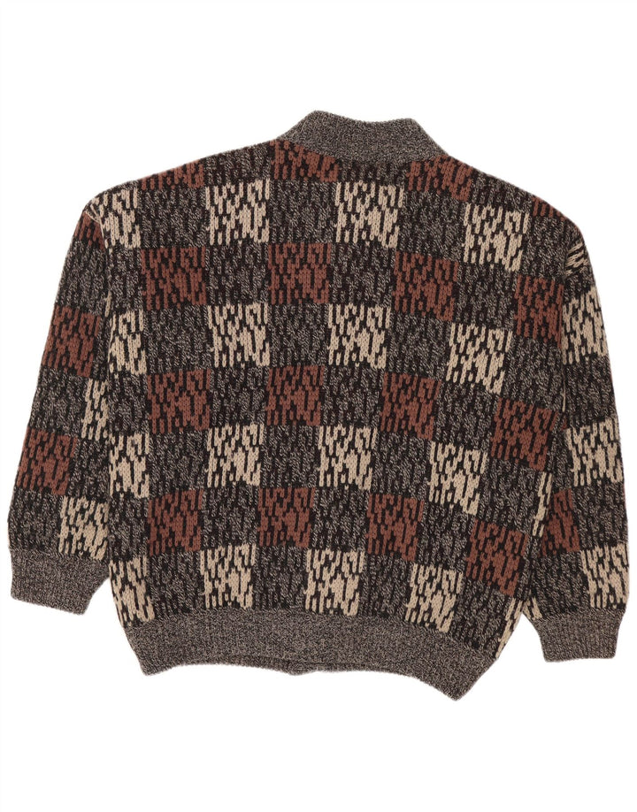 Pulover cardigan vintage pentru bărbați cu model abstract IT 50 gri mediu