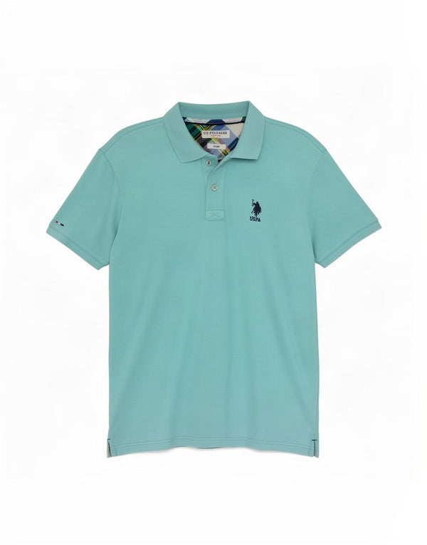 U.S. Polo Assn. Cămașă polo Slim Fit pentru bărbați, bumbac turcoaz mic