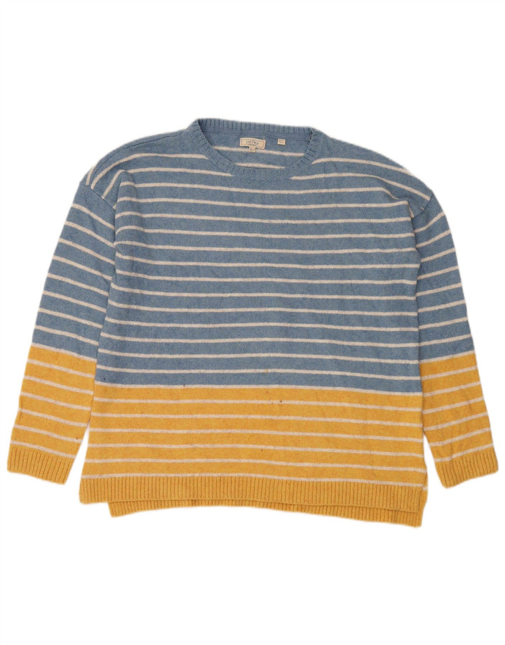 FAT FACE Pulover pentru femei cu decolteu triplu UK 12 Medium Blue Striped
