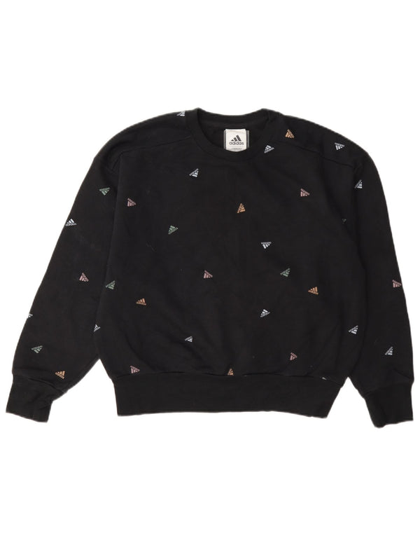 Pulover pentru damă Adidas Graphic Pulover UK 14, mare, negru, bumbac