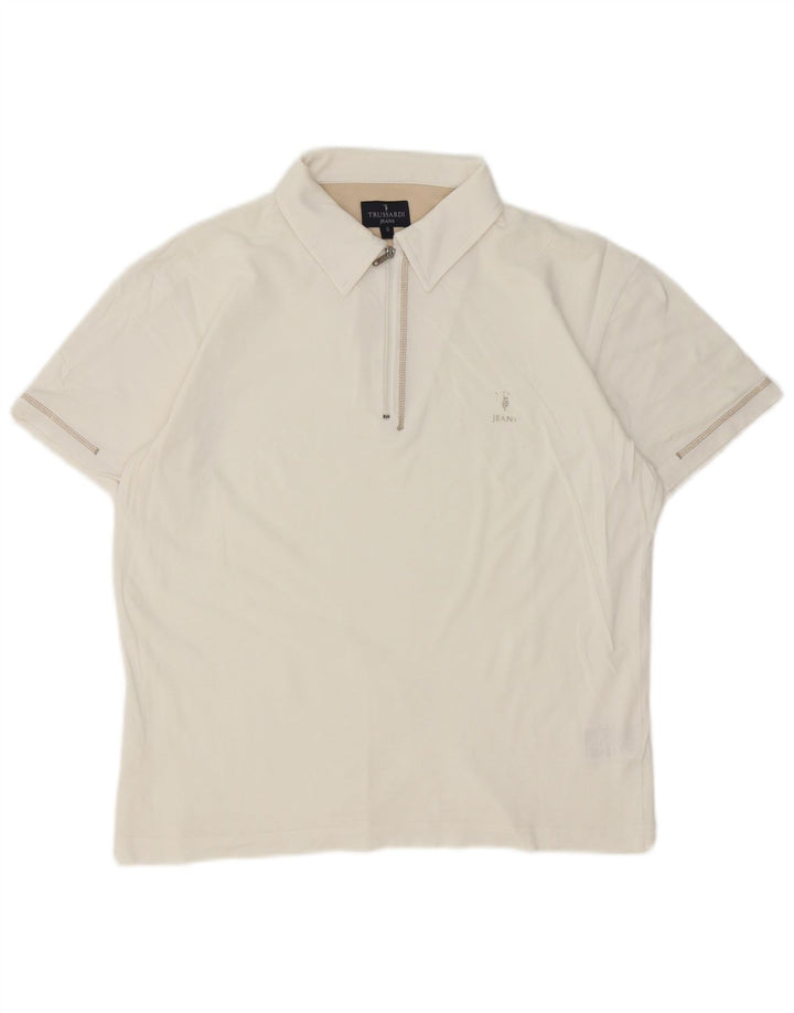 Tricou polo Trussardi Jeans pentru bărbați, bumbac alb mic