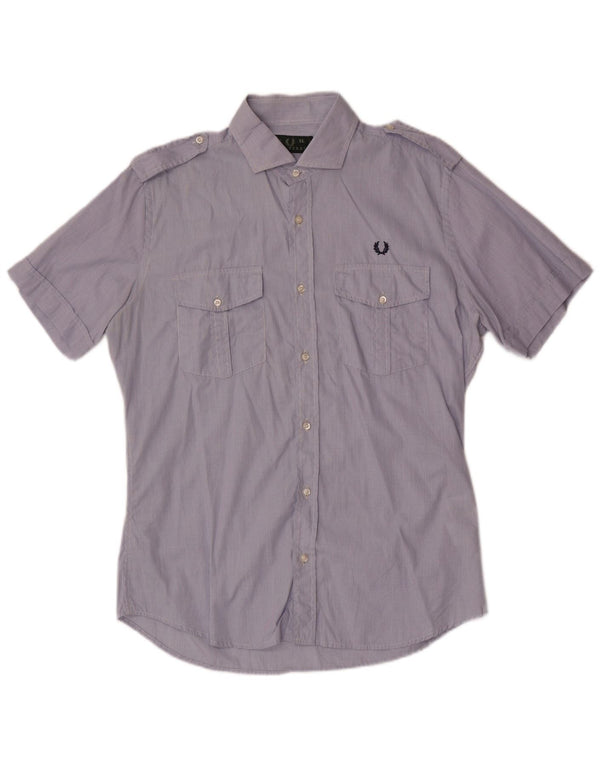 Cămașă militară cu mânecă scurtă pentru bărbați Fred Perry XL, bumbac vichy albastru