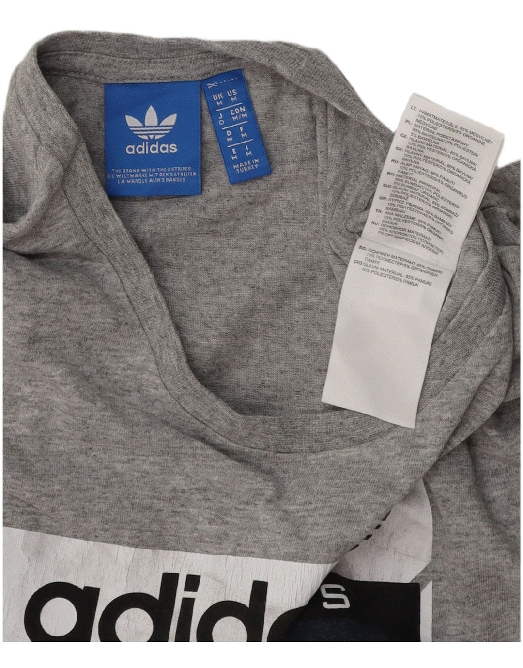 Tricou grafic ADIDAS pentru bărbați Top din bumbac gri mediu