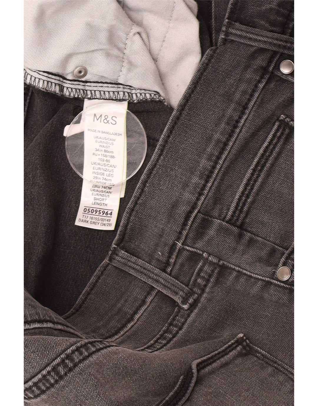 Blugi slim pentru bărbați Marks & Spencer W34 L29 bumbac gri