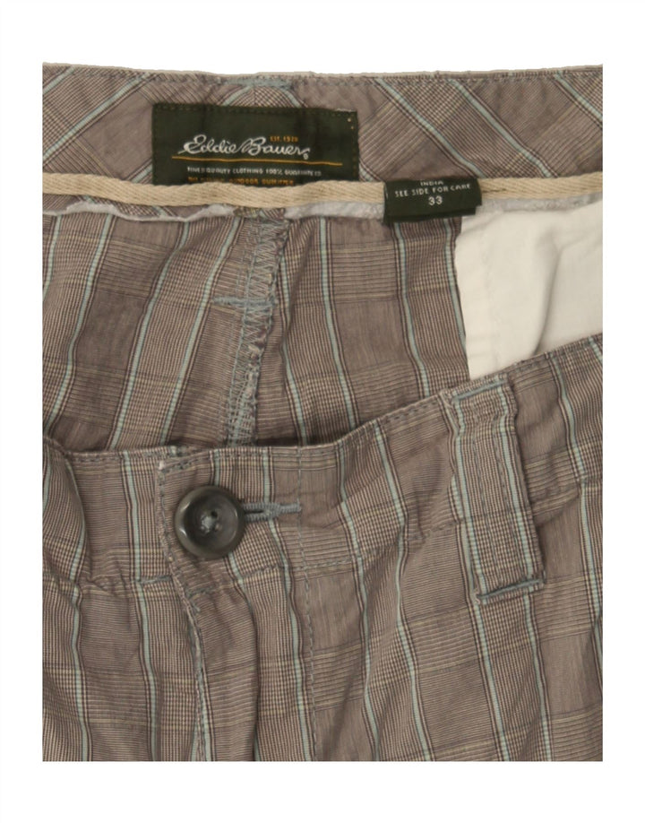 EDDIE BAUER Mens Chino Shorts W33 Medium Grey Check Cotton Vintage Eddie Bauer and Second-Hand Eddie Bauer from Messina Hembry 