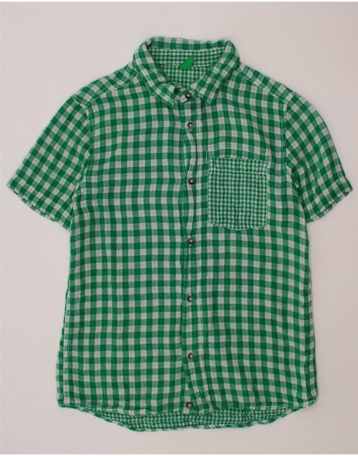 Camasa cu maneca scurta BENETTON pentru baieti 10-11 ani verde vichy