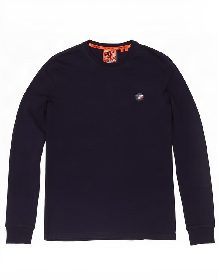 Top pentru bărbați Superdry cu mânecă lungă, mediu, bleumarin, bumbac