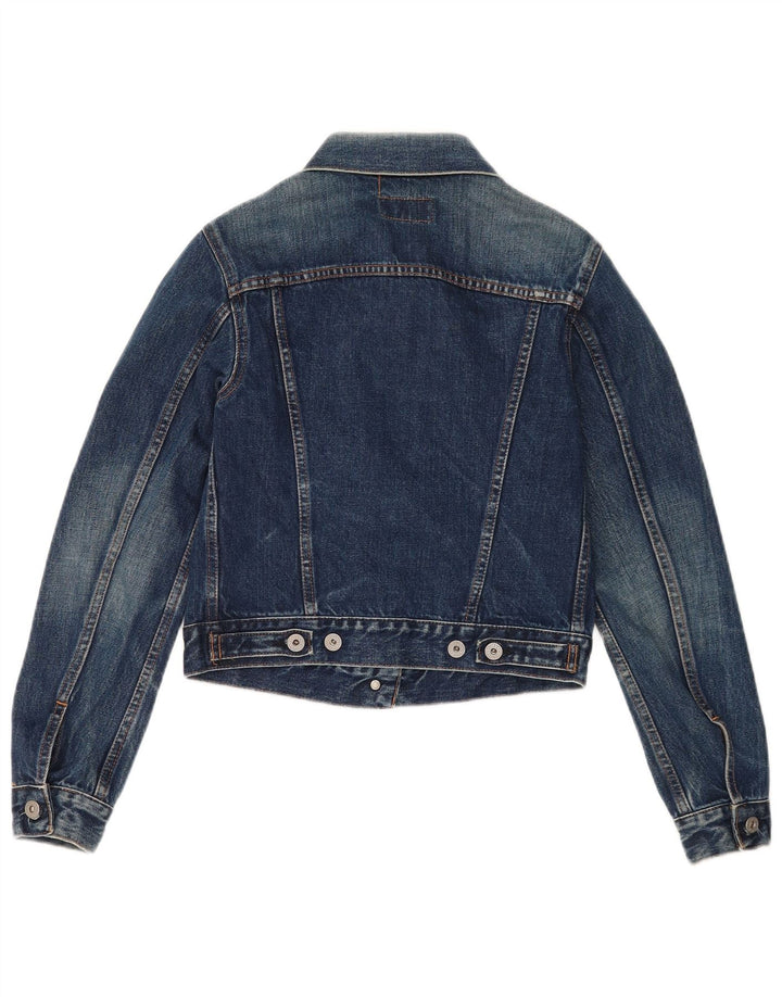 Jachetă de denim crop Replay pentru femei UK 12, bumbac albastru mediu