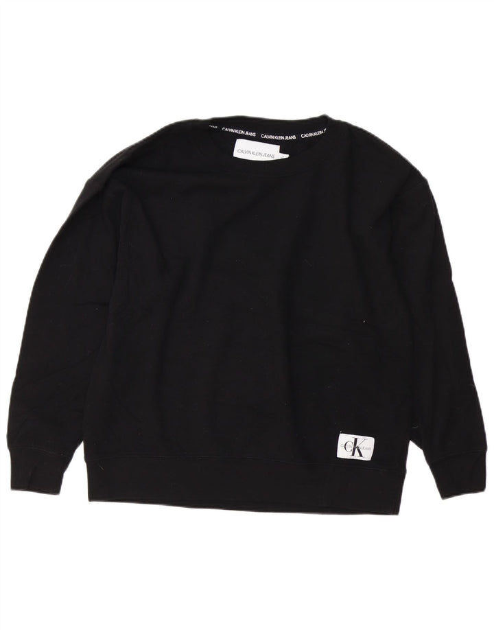 Hanorac CALVIN KLEIN JEANS Pulover pentru femei UK 14 Bumbac mediu negru