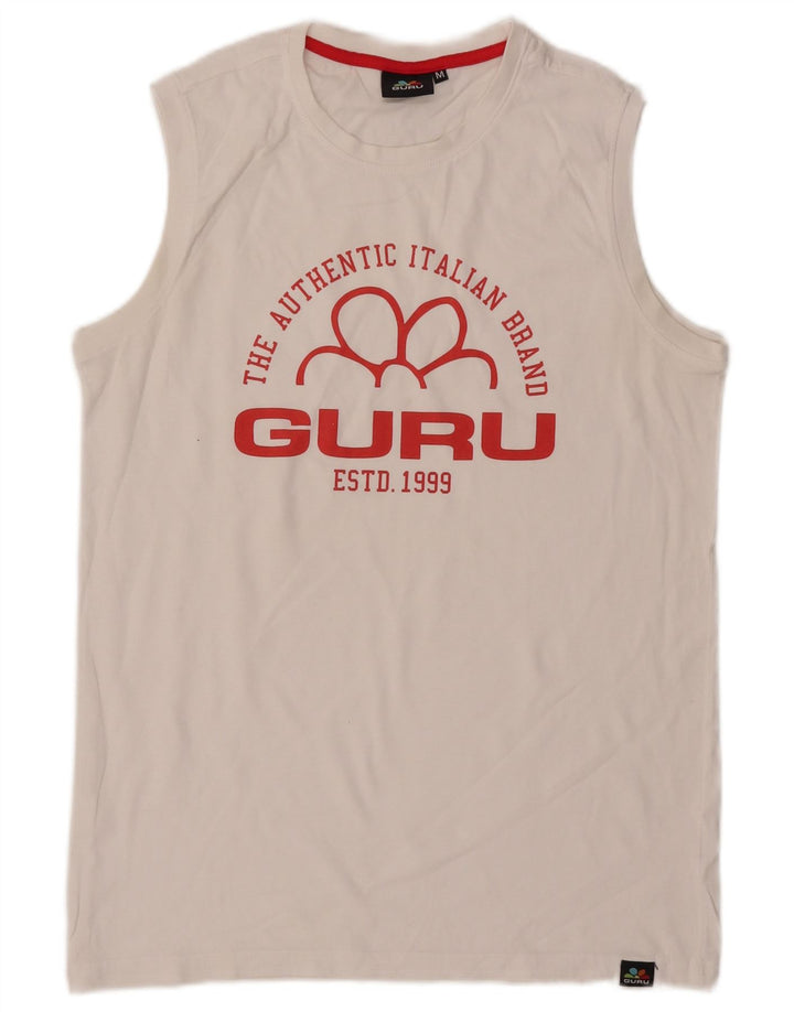 Guru Mens Graphic Vest Top Top Medium White
