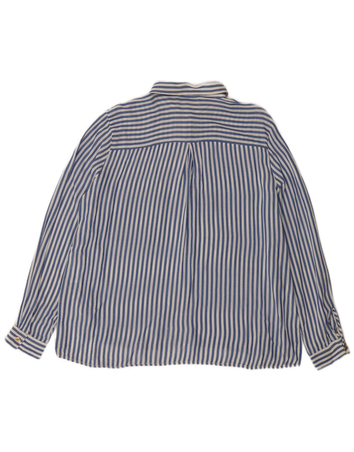 Cămașă pentru femei Zara UK 14 Medium Blue Pinstripe Viscose