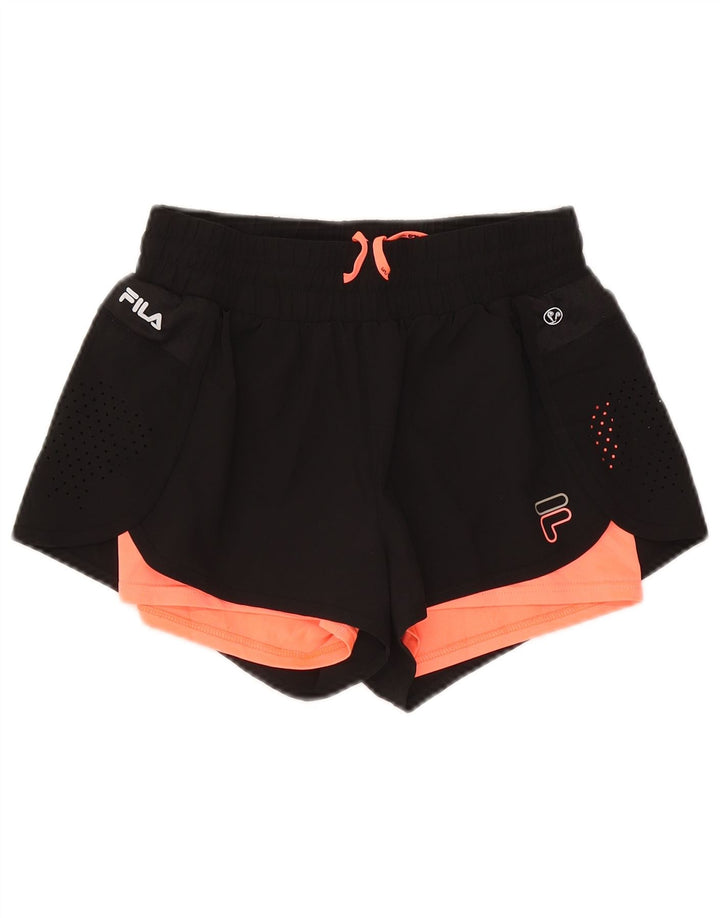Pantaloni scurti de sport grafic Fila pentru femei UK 12 Medium Black