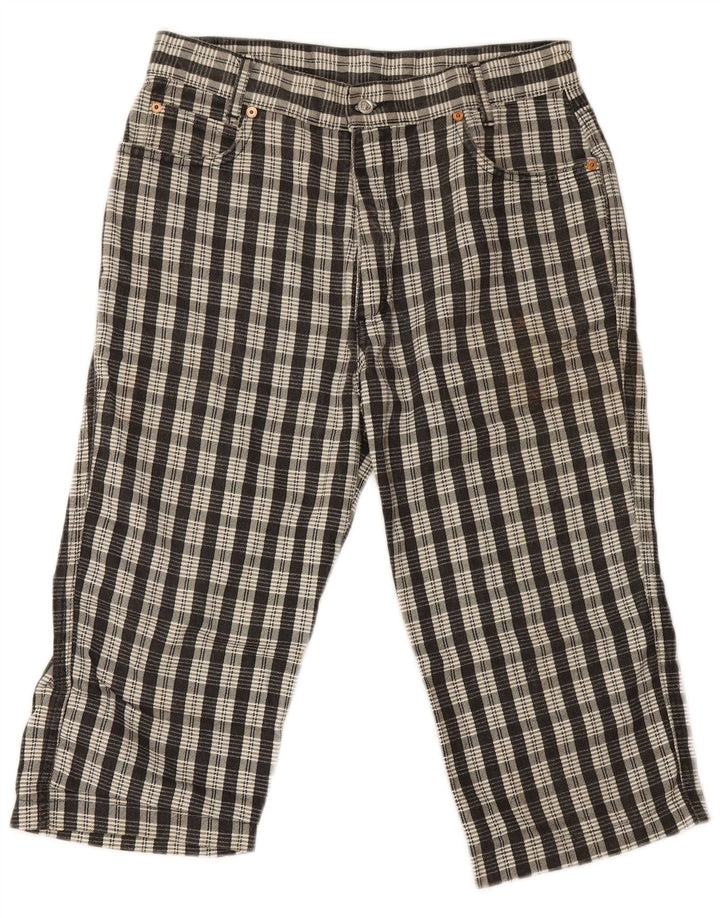 Pantaloni Capri pentru femei Pit Stop W32 L19, bumbac cu check negru
