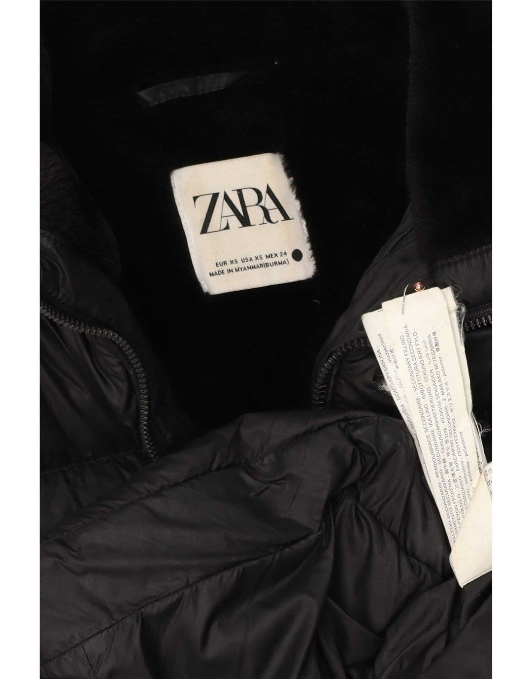 Jachetă căptușită pentru femei Zara UK 6 XS Poliester negru