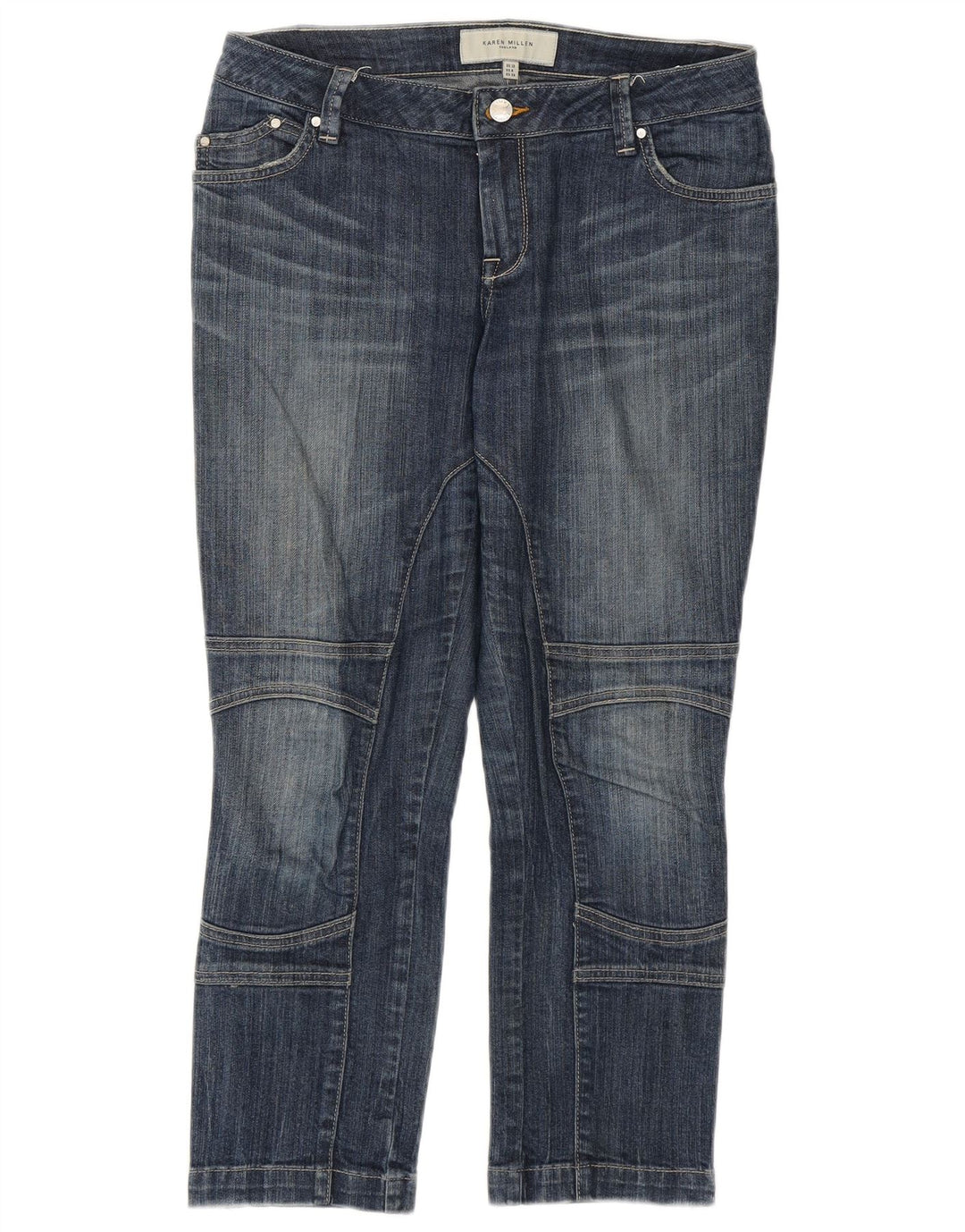 KAREN MILLEN Blugi tăiați subțiri pentru femei UK 10 Small W29 L24 Blue
